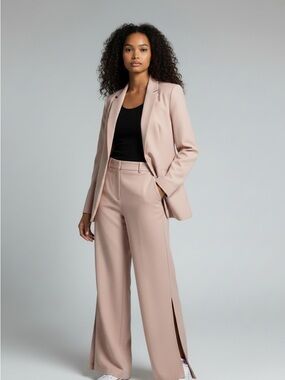 H&M Blush Pink Tailored Blazer with Wide-Leg Pants